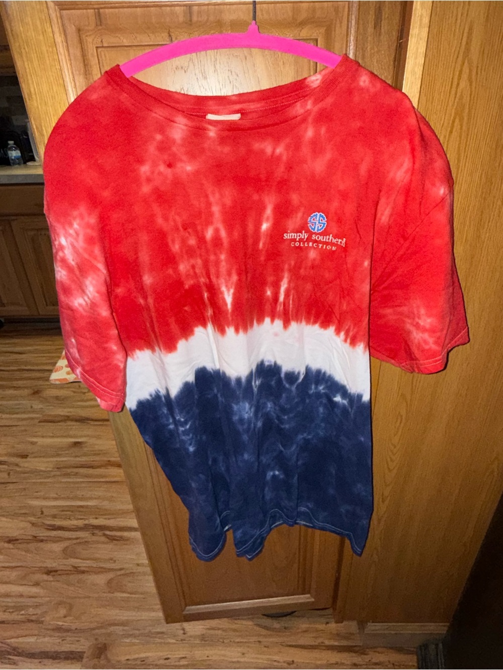 Simply Southern Red White and Navy Tie-Dye Kids Tee